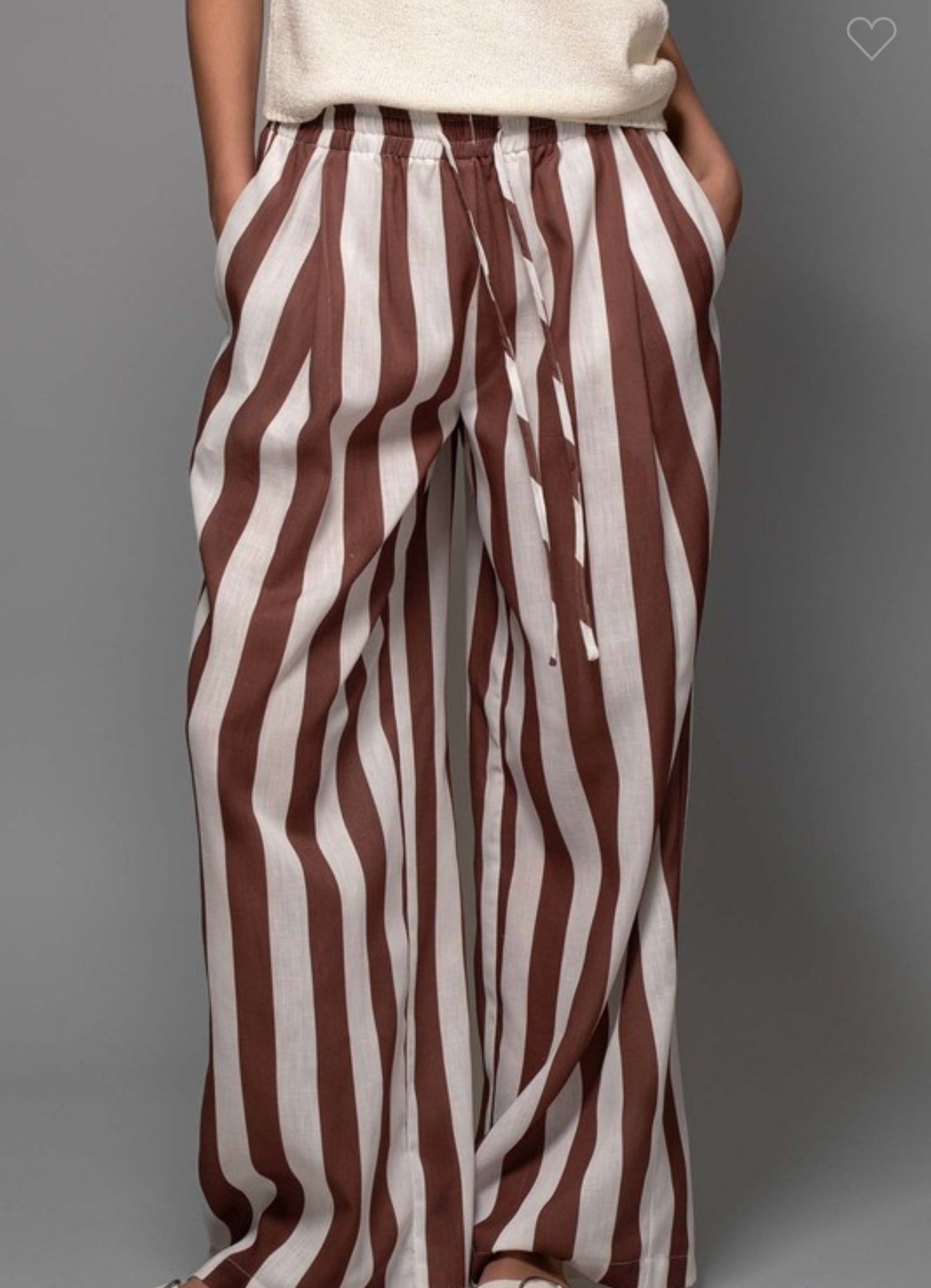 Brown Stripes Linen Pants
