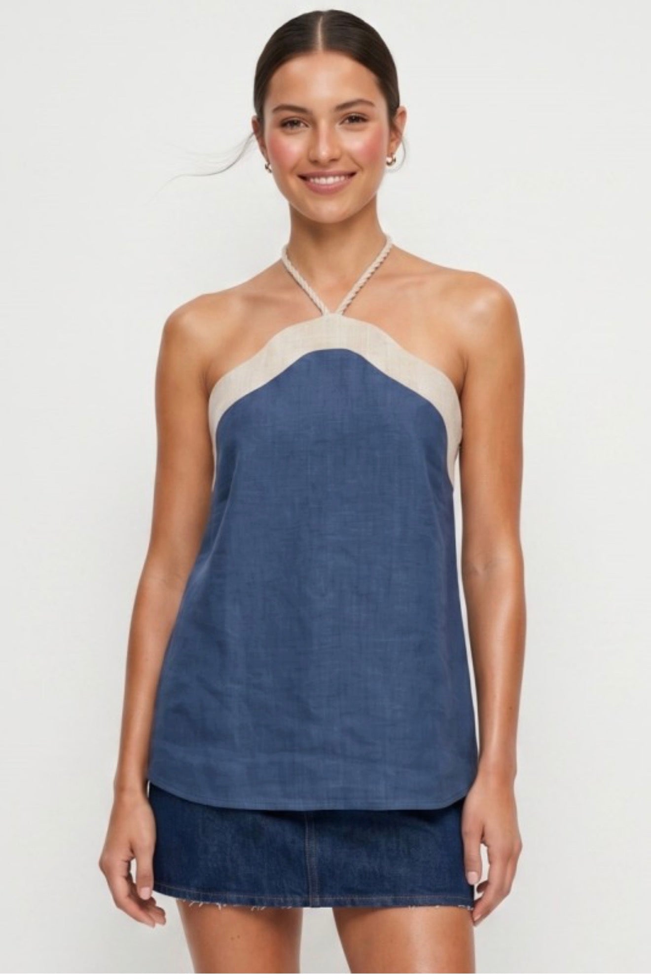 Linen Denim Halter Top