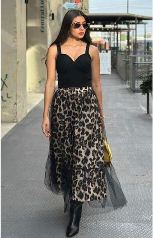 Cheetah Tulle Maxi Skirt