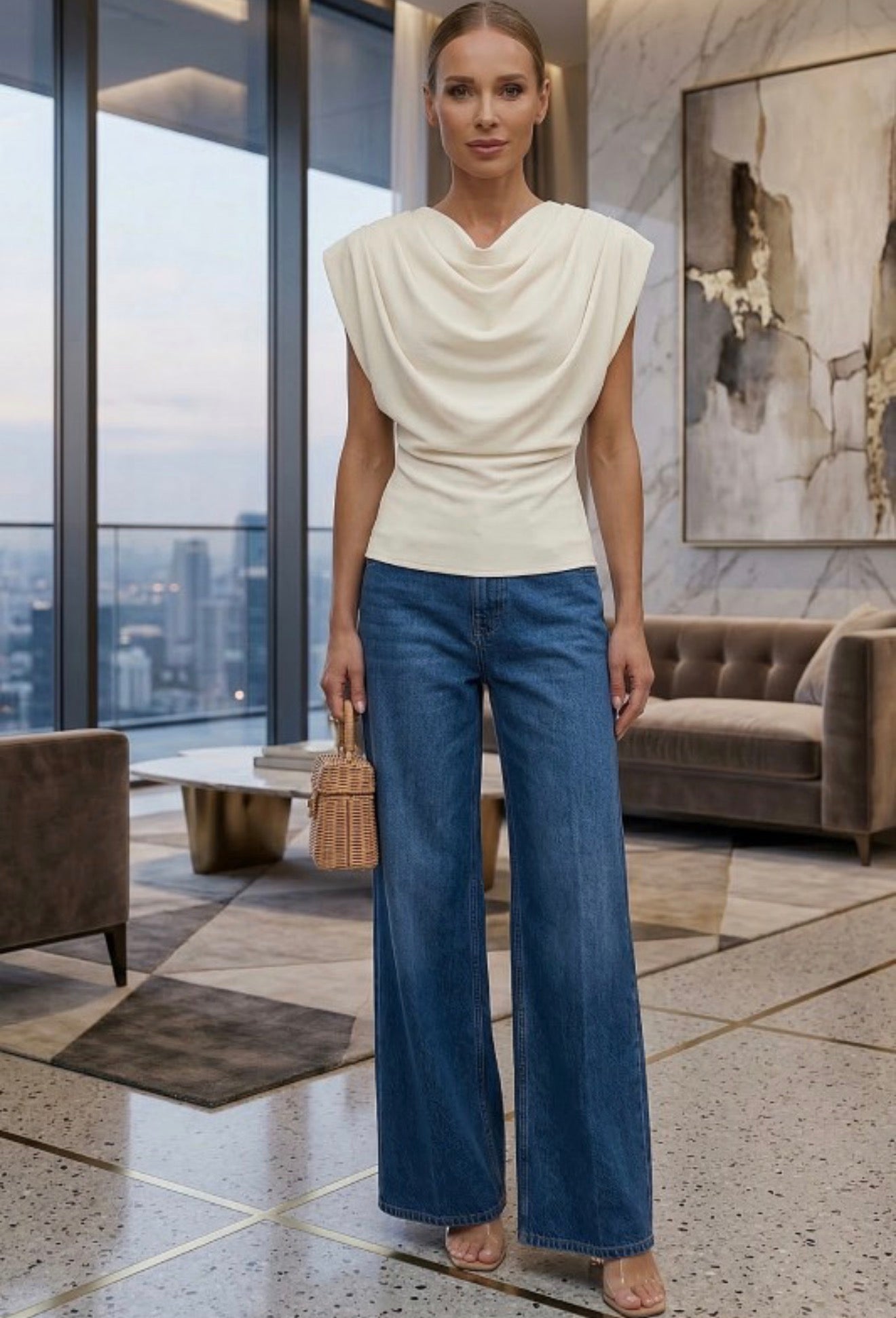 Champagne Cowl Neck Top