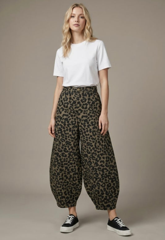 Leopard Barrel Pants