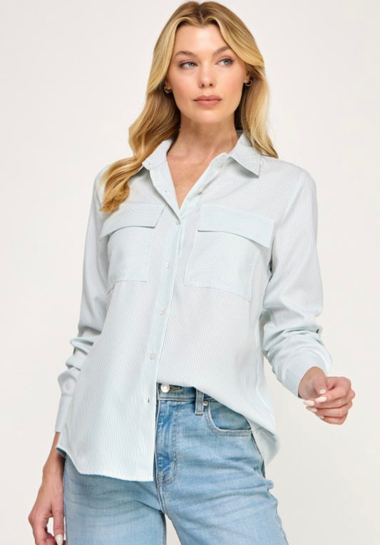 Verde Riviera Stripes Blouse