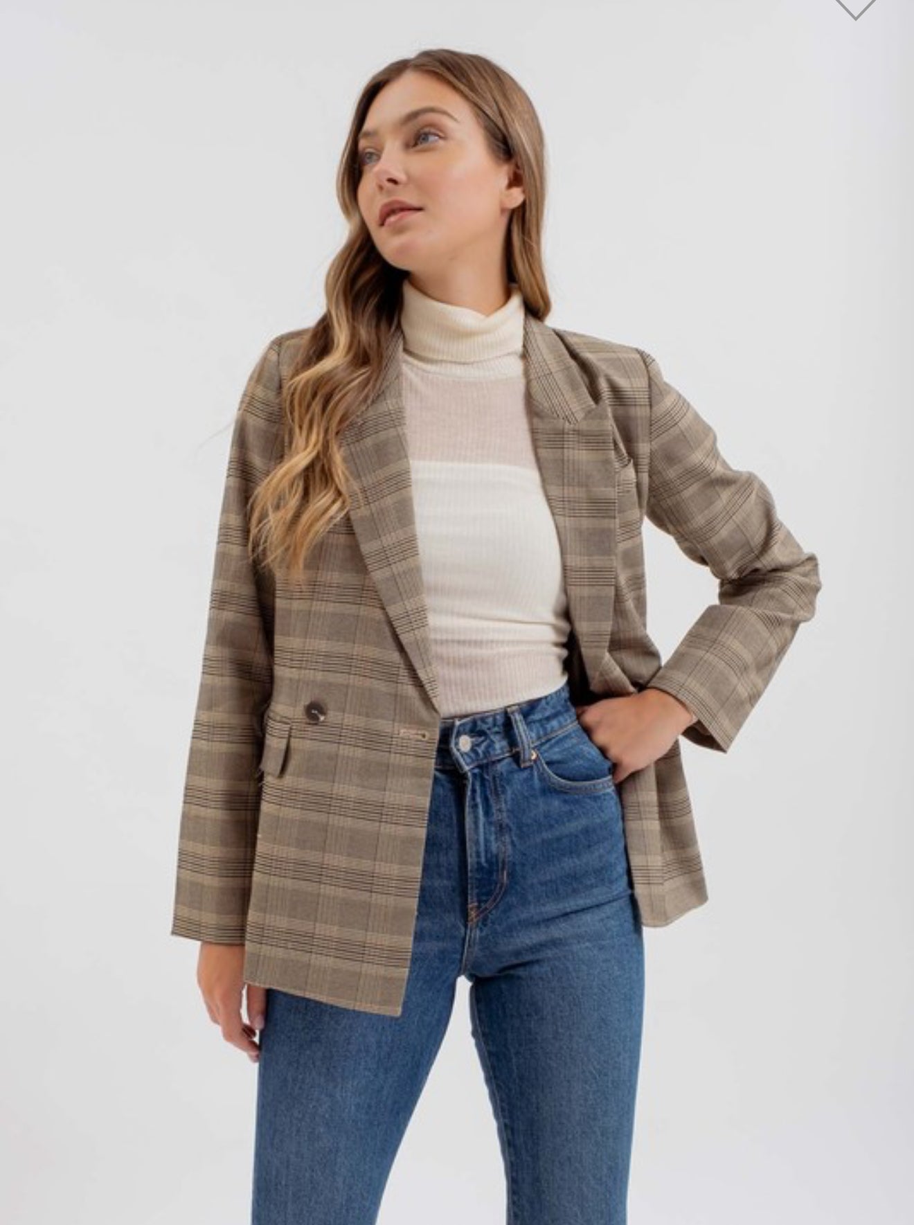 Khaki Plaid Blazer