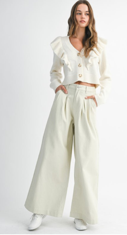 Ecru Wide Leg Pants