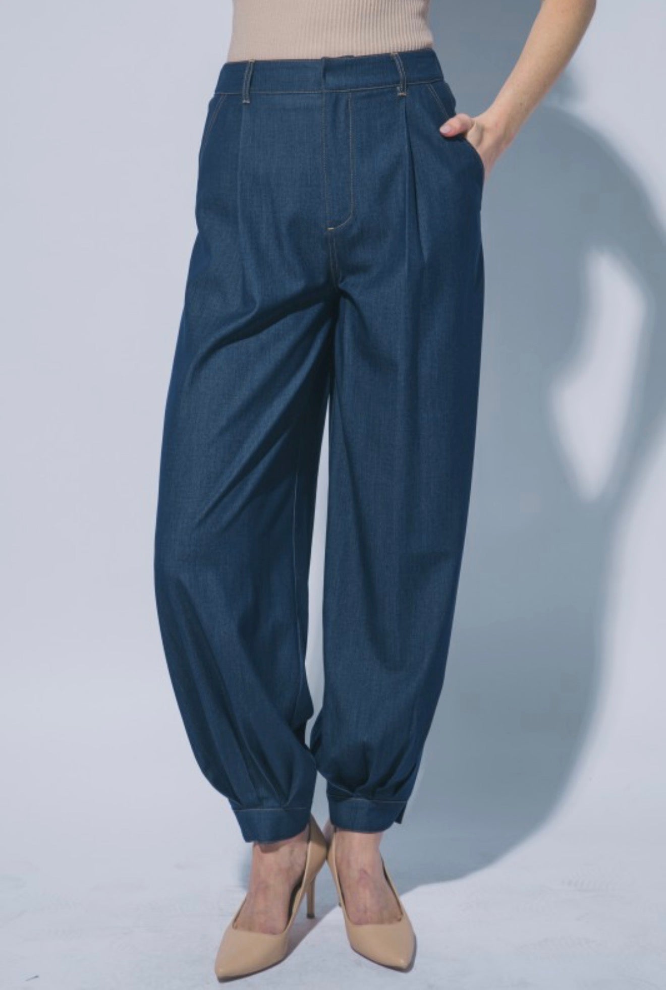 Midnight Blue Barrel Pants