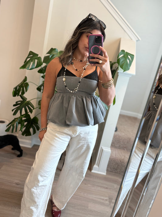 Charcoal Peplum Top