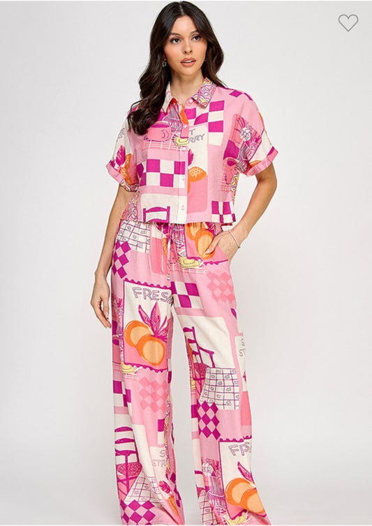 Pink Best Summer Pant Set