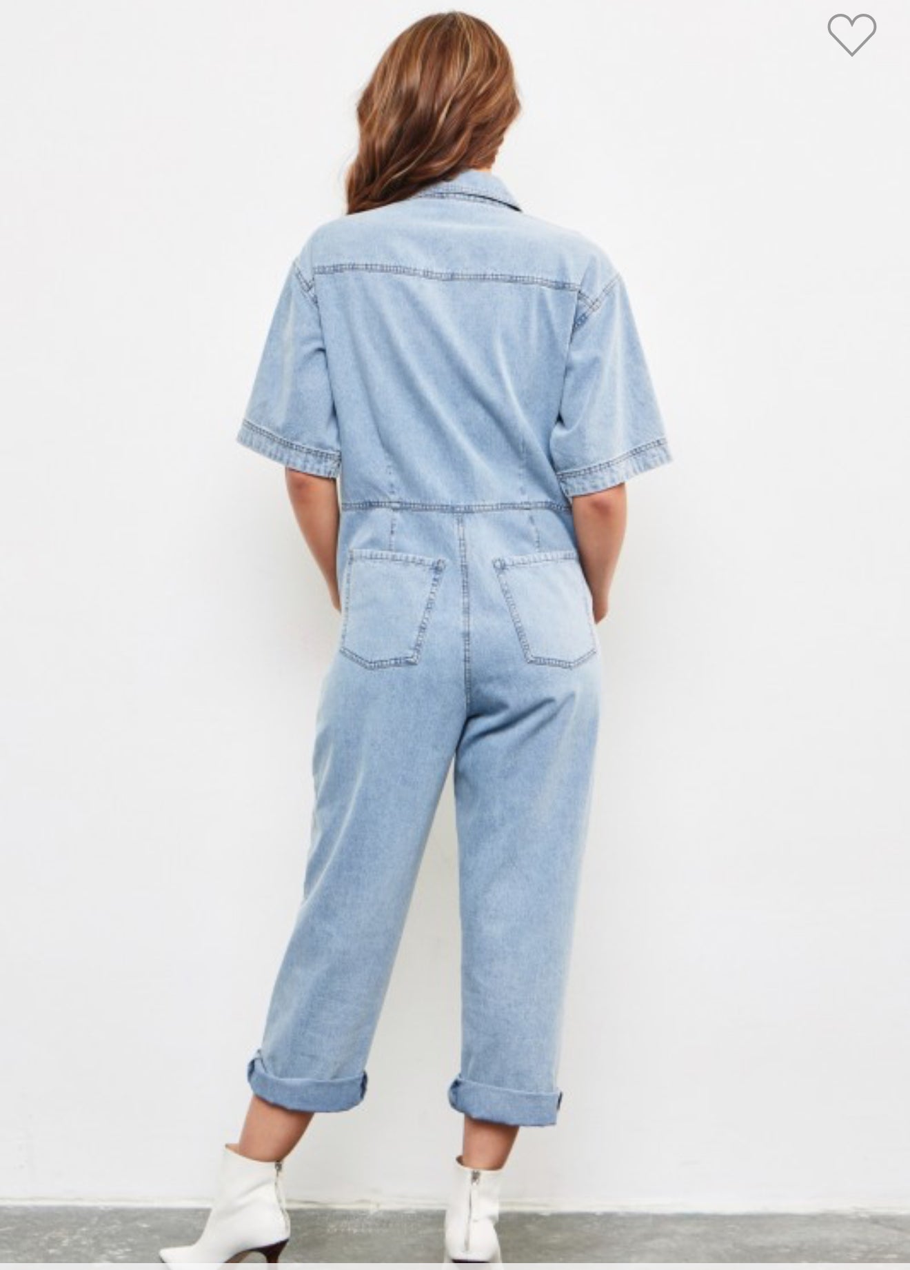 Denim Short Sleeve Jumpsuit