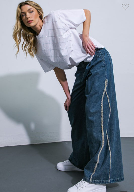 Fringed Side Indigo Denim
