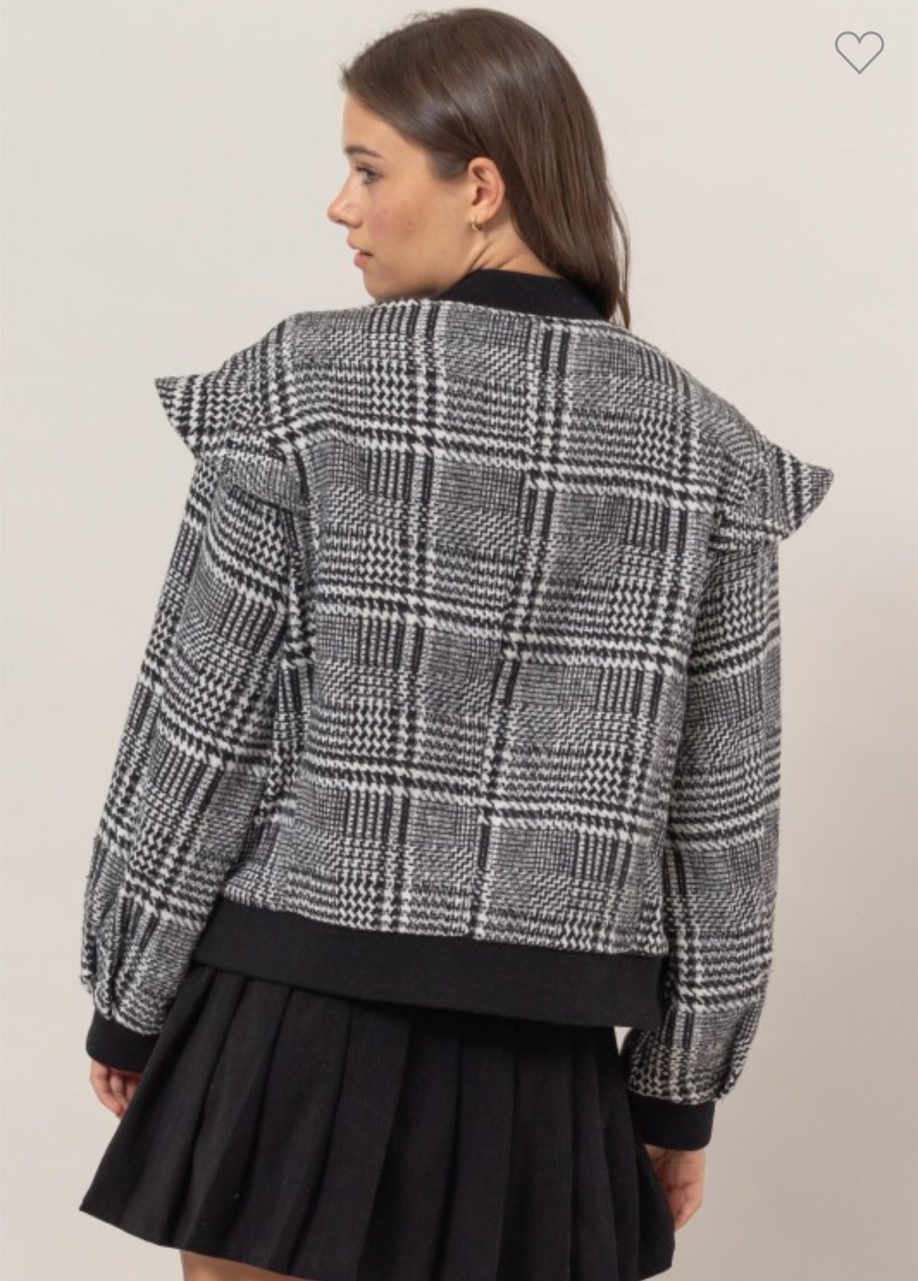 Black Plaid bomber Jacket