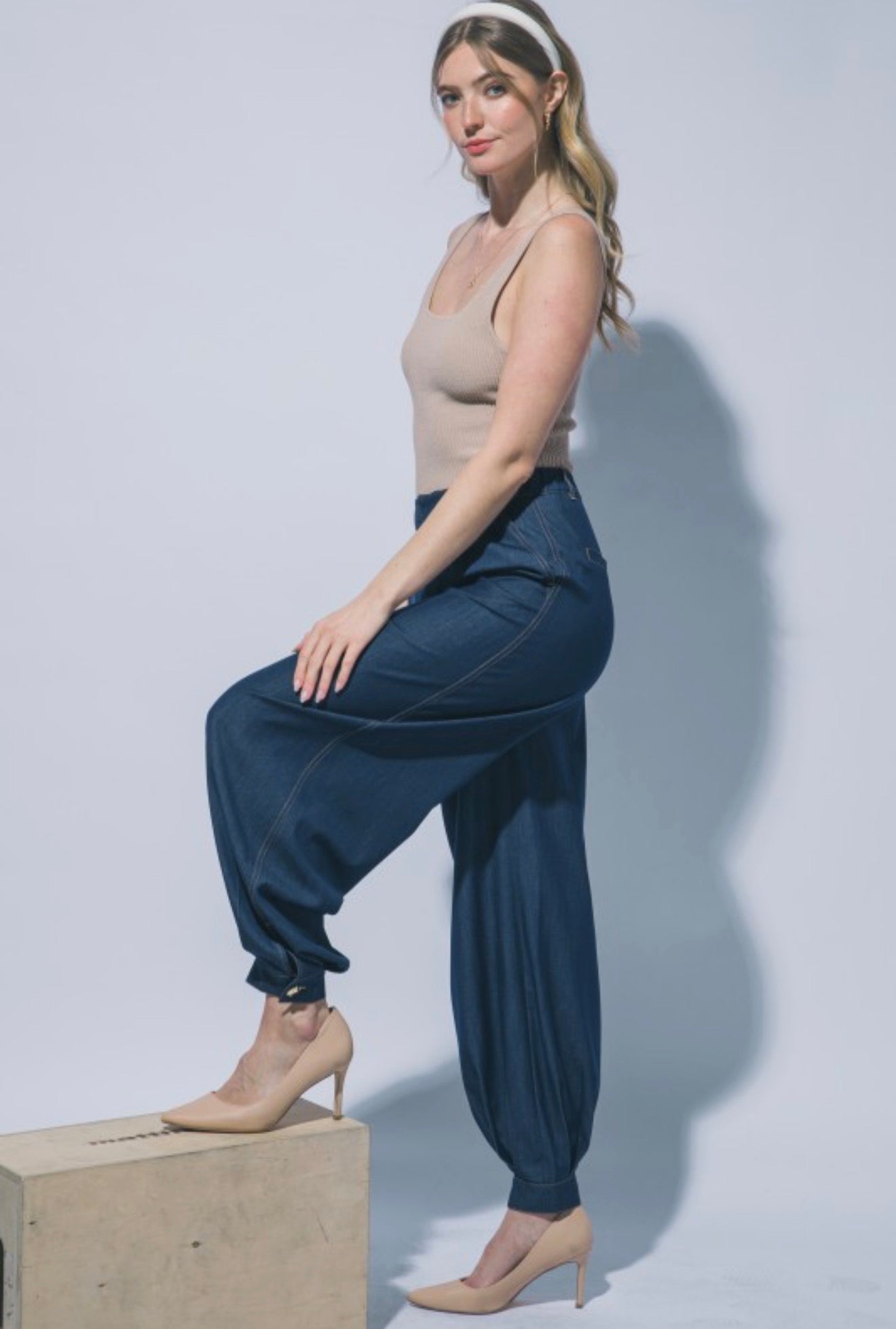 Midnight Blue Barrel Pants
