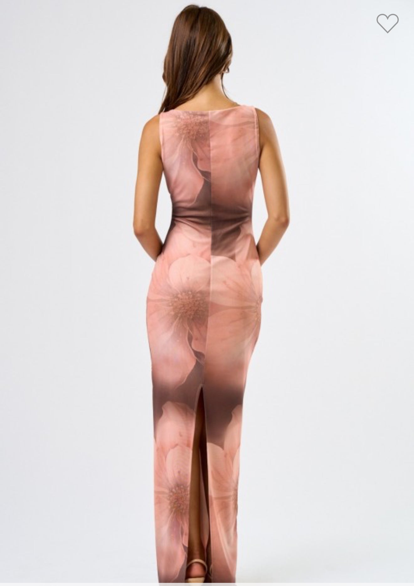 Floral Brown Mesh Maxi Dress