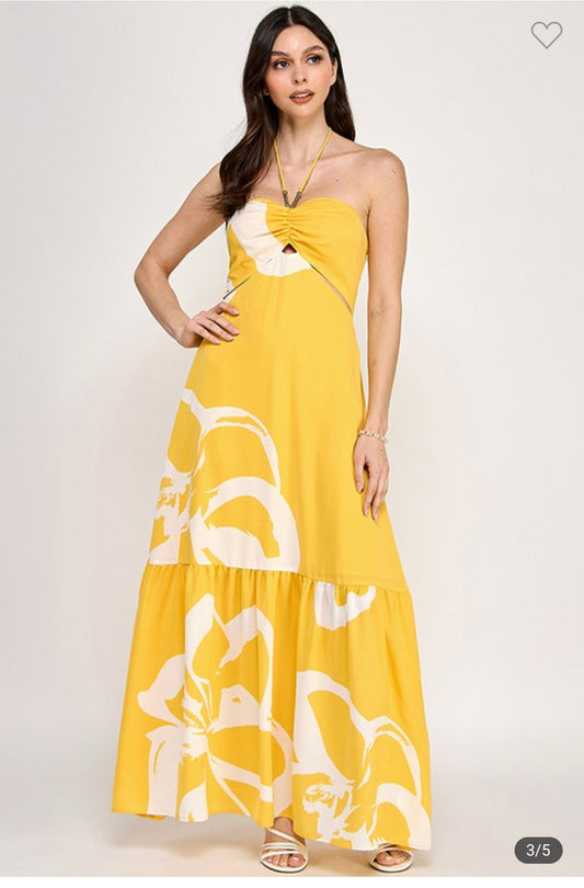 Yellow Flower Maxi Dress