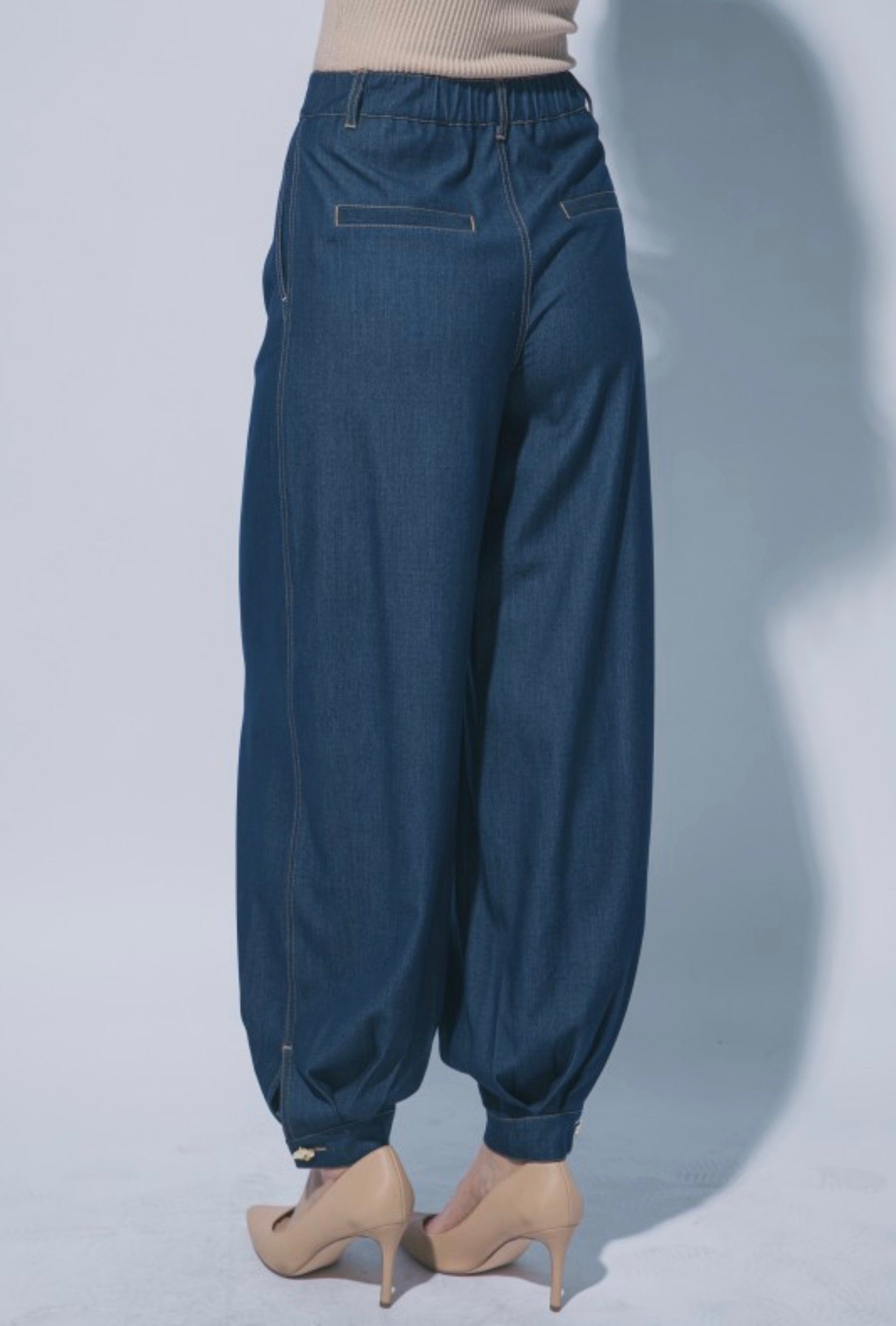 Midnight Blue Barrel Pants