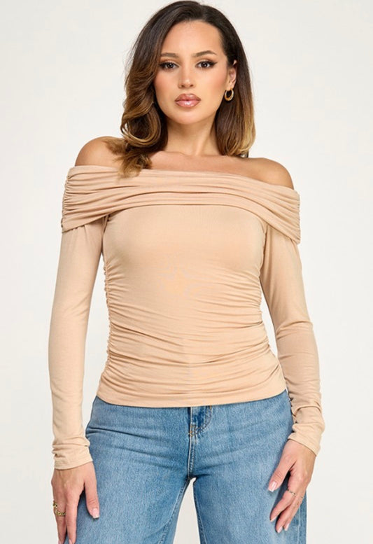 Nude Off shoulder Top