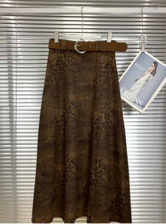 Brown Suede Maxi Skirt
