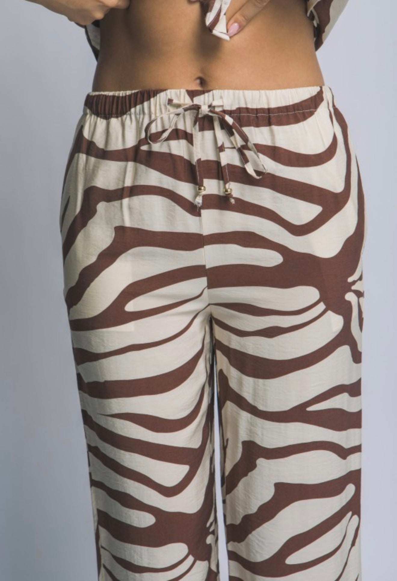 Brown Zebra Print Pant Set