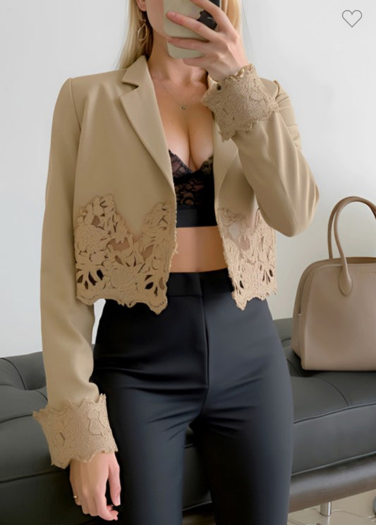 Khaki Lace Blazer
