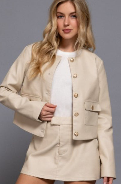 Ecru Leather Jacket