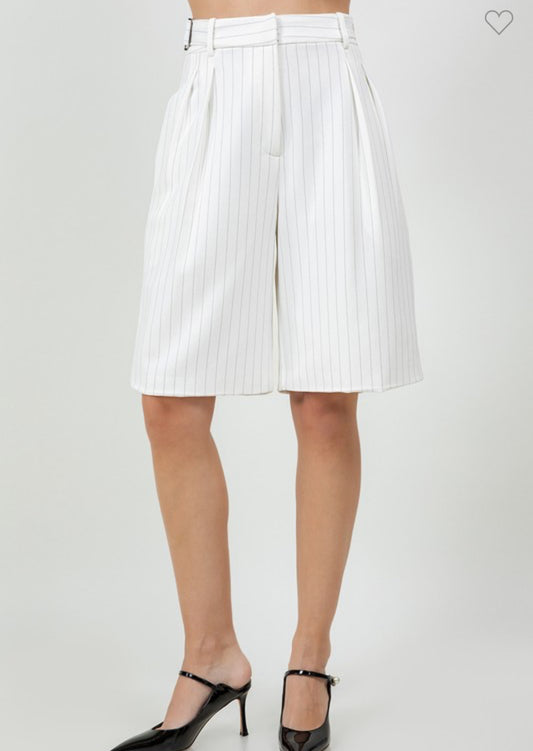 Black Stripe Bermuda Shorts