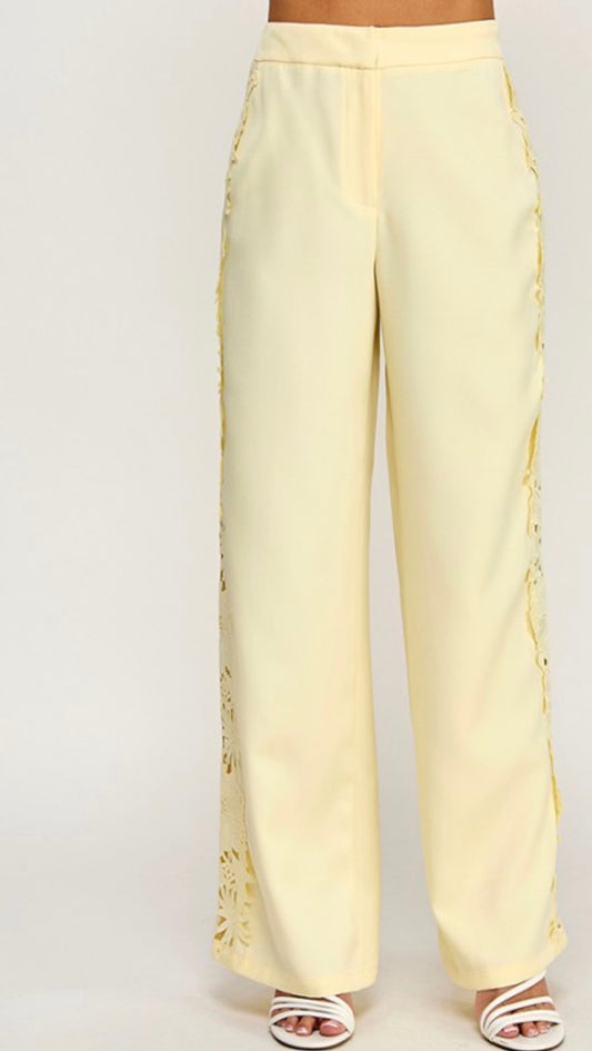 Yellow lace side pants
