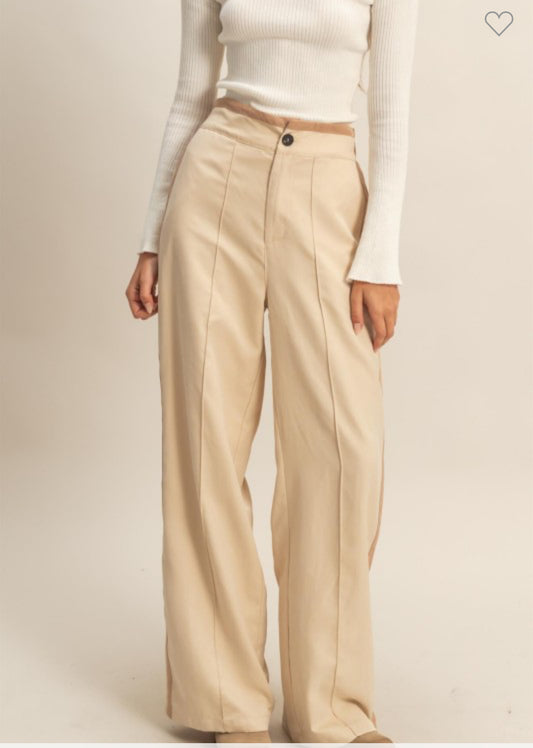 Beige Luxe Tailored Pants