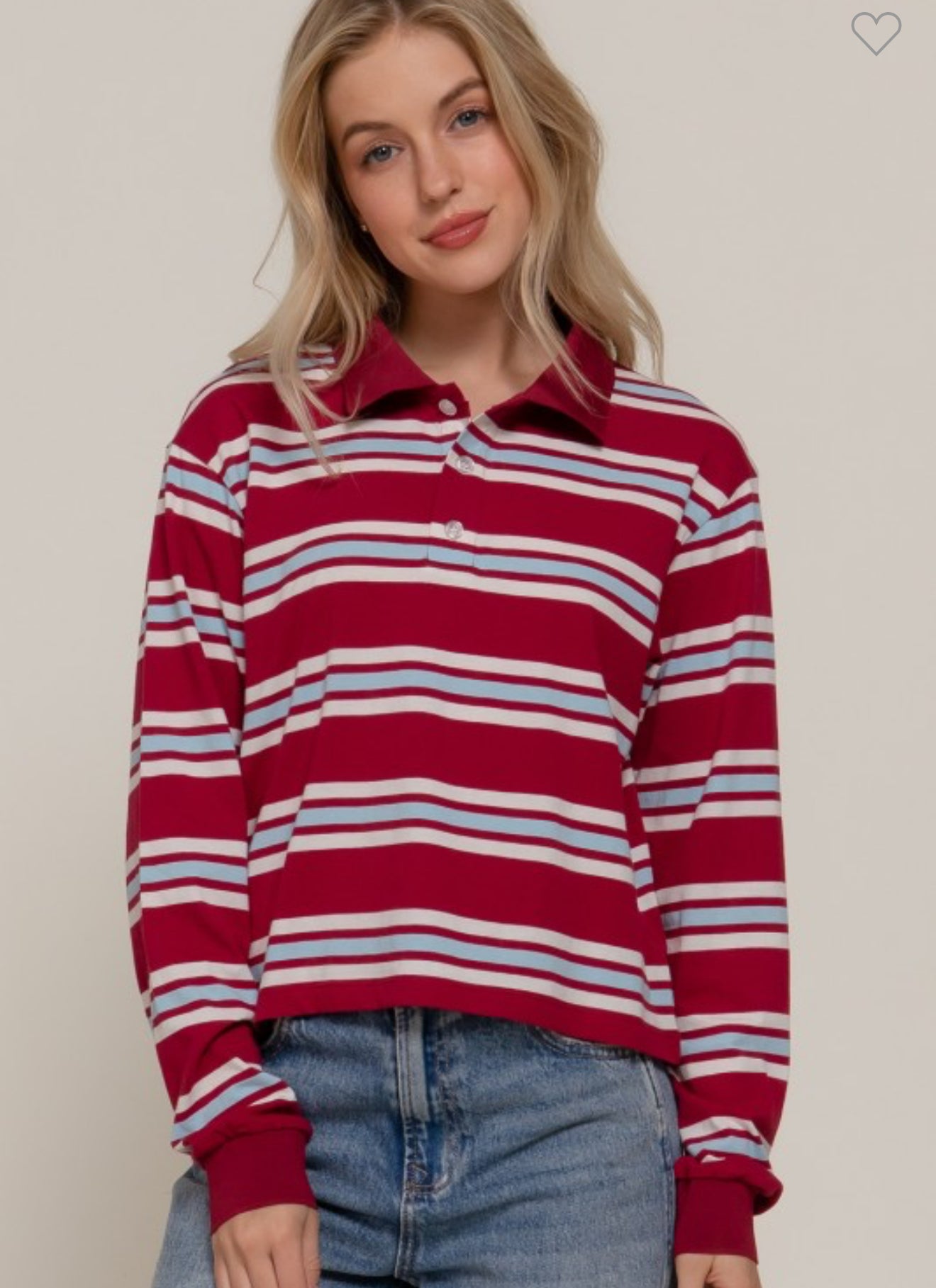 Burgundy Blue Stripes Top