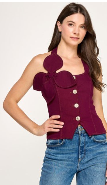 Burgundy Flower 3D Top