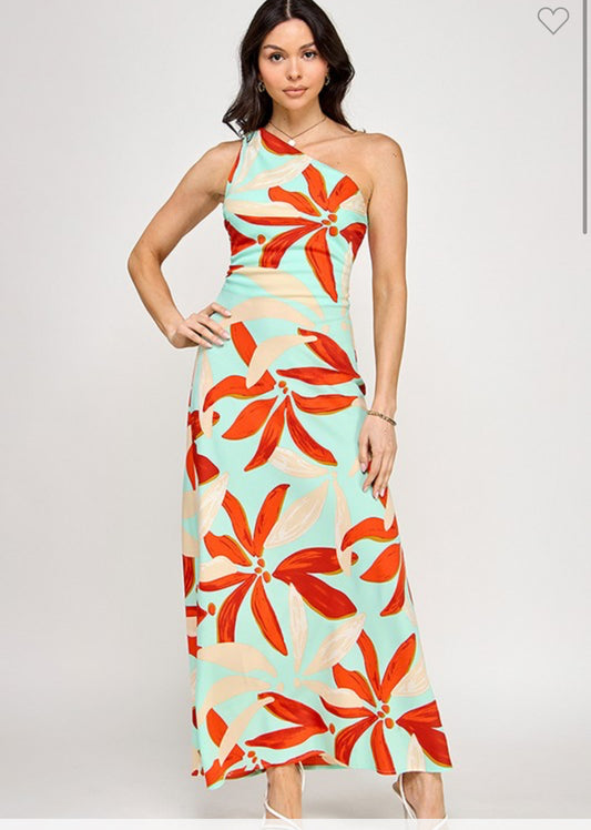 Aqua Oneshoulder Dress