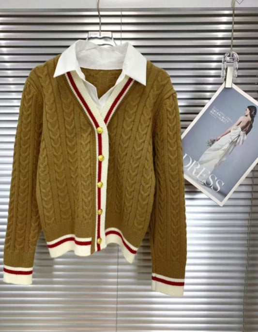 Mustard Preppy Cardigan
