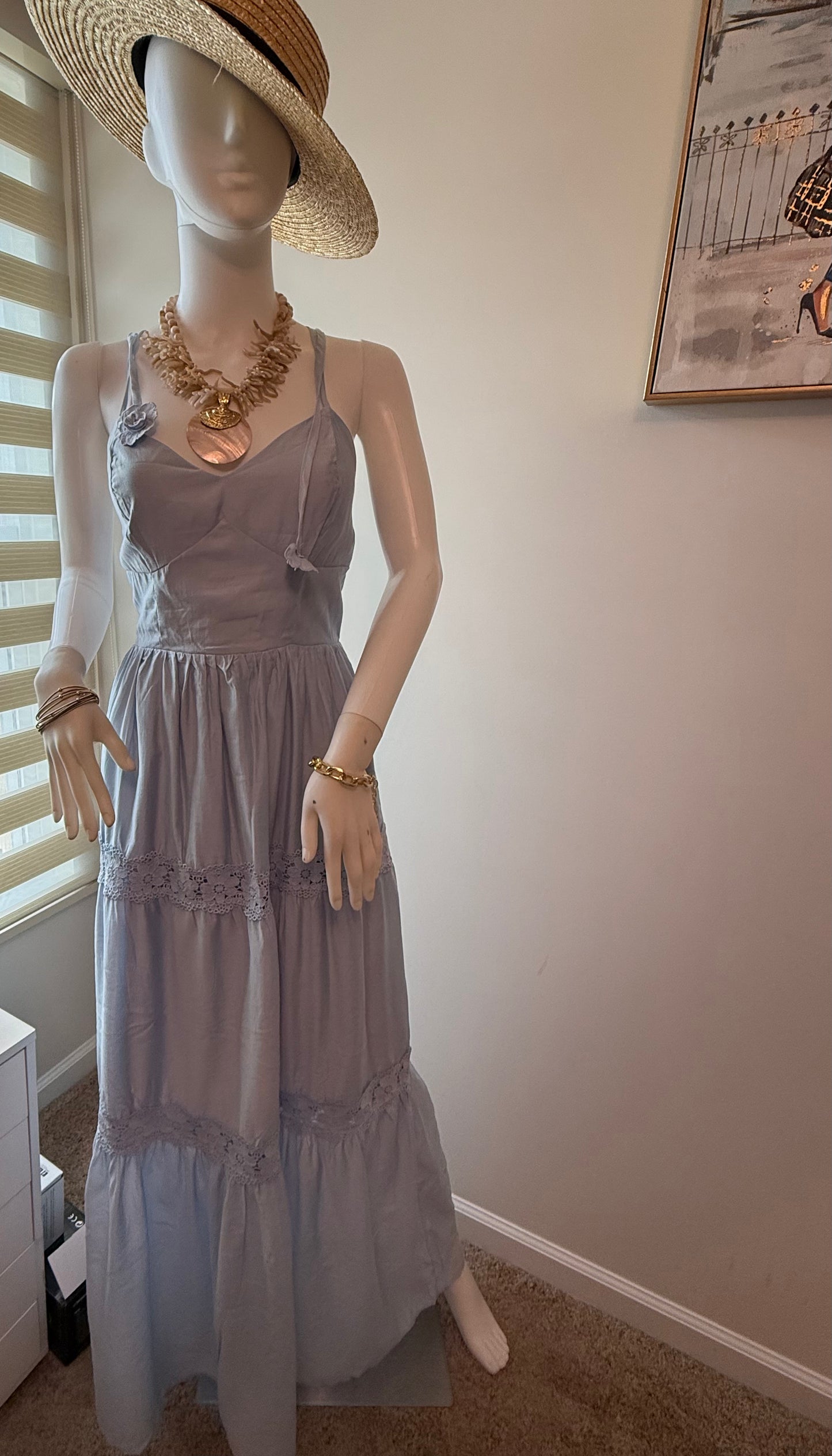 Light Blue 3D flower Maxi