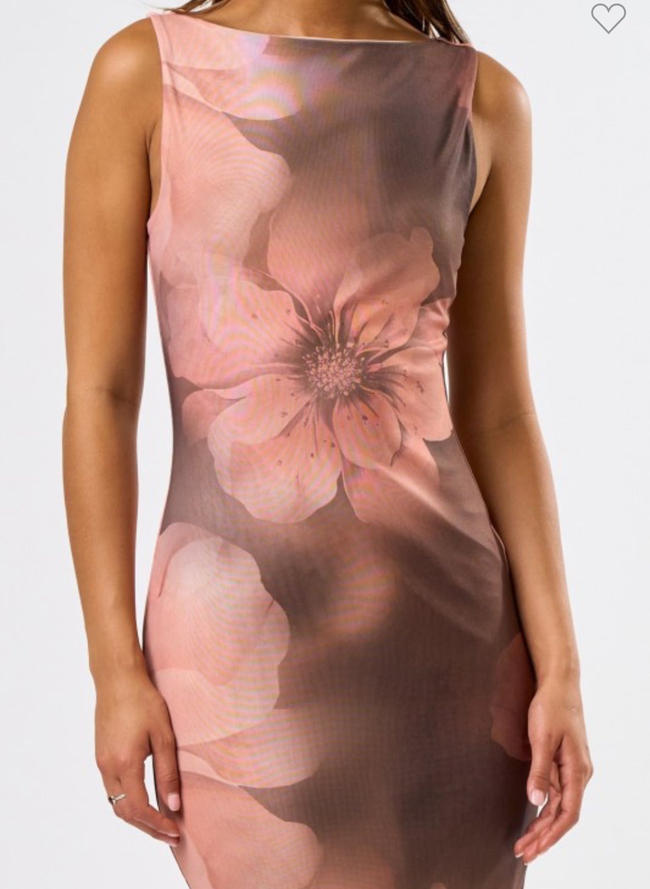Floral Brown Mesh Maxi Dress