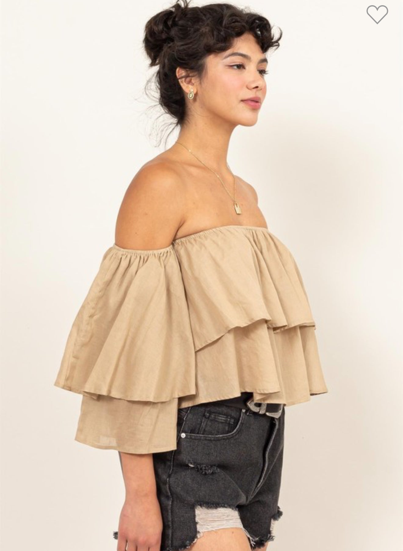 Khaki Off Shoulder Blouse
