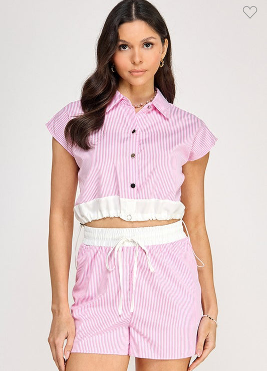 Pink Stripes Short Dress
