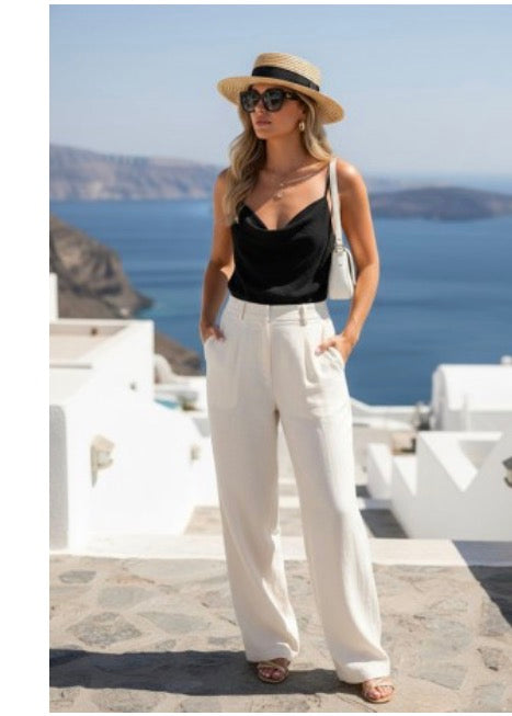 Black Cowl Neck Top