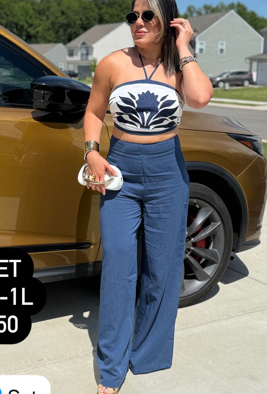 Blue Flower Pant Set