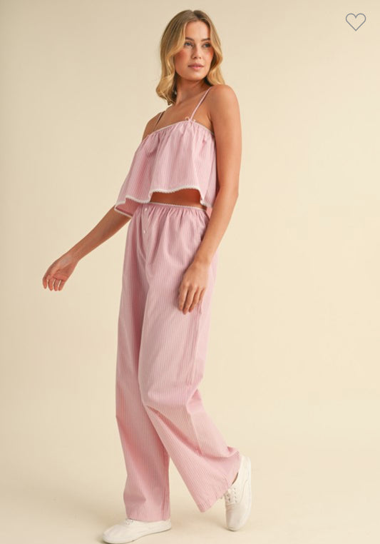 Pink Stripes Pant Set