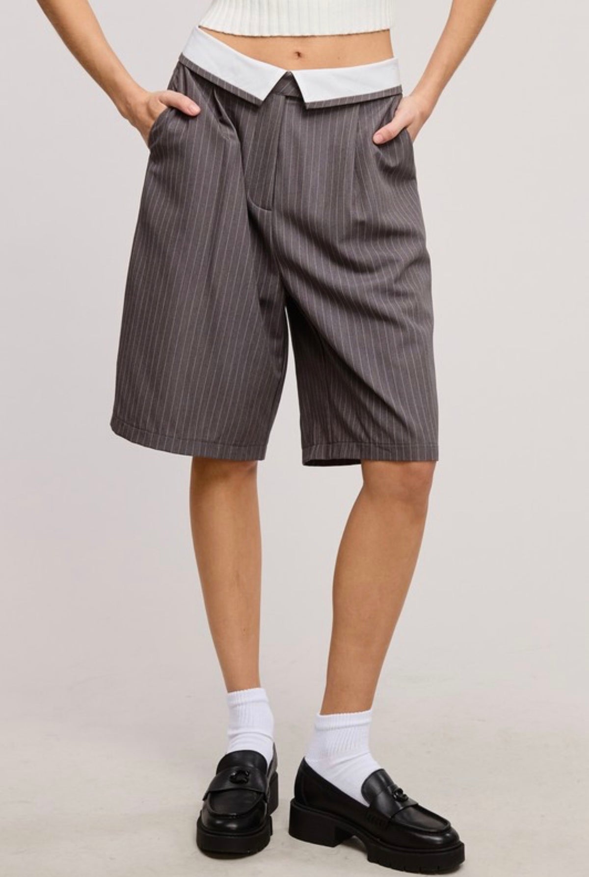 Charcoal stripes Bermuda
