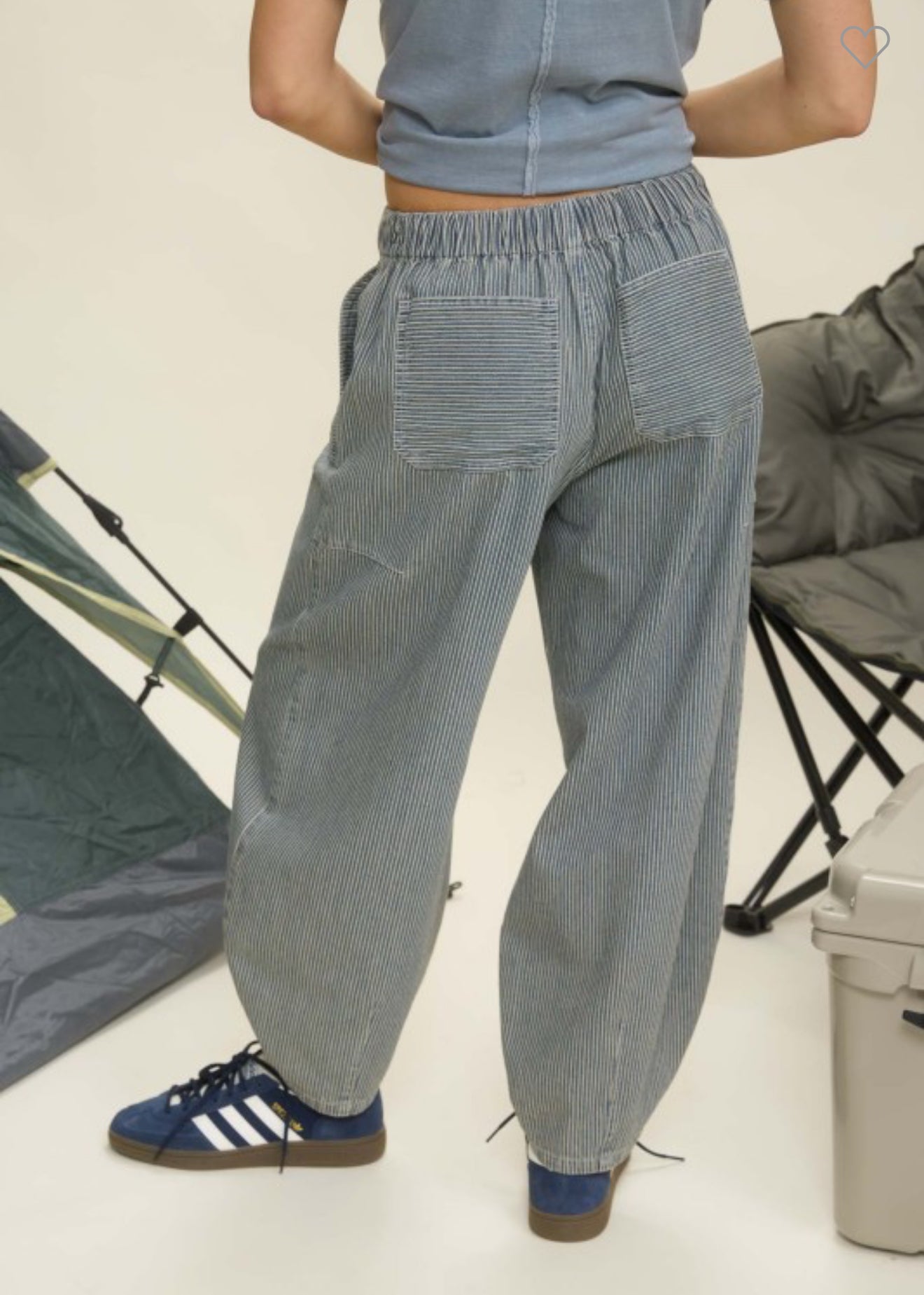 White Stripes Barrel Pants