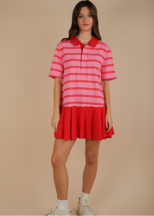 Pink Stripe Shirt Dress