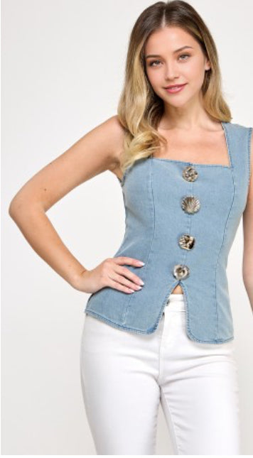 Denim sea button Top