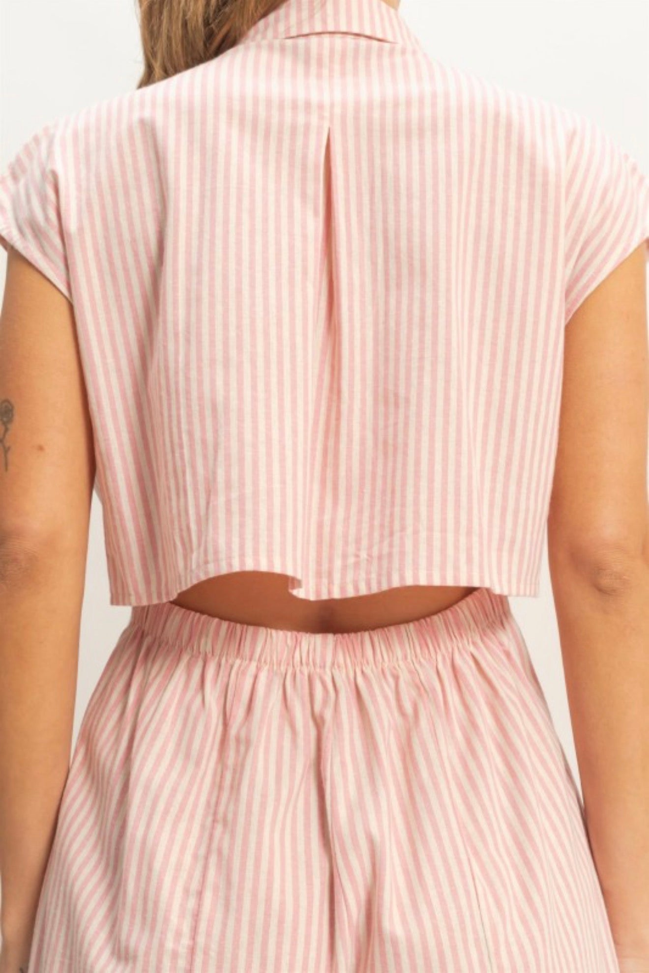 Pink Stripes Linen Jumpsuit