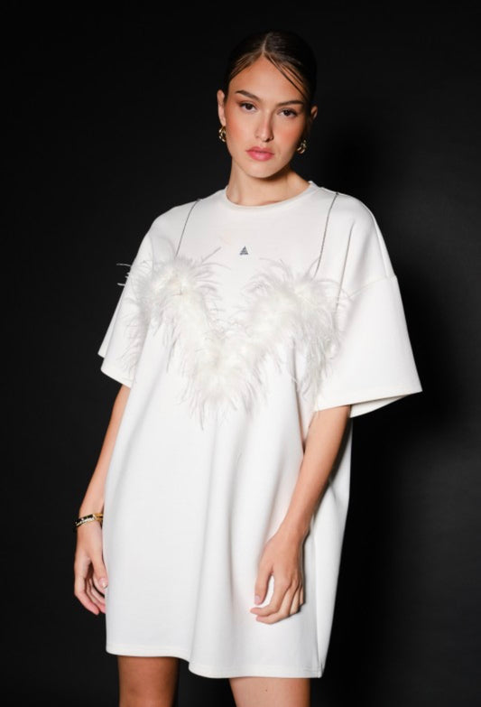 Snow Feather Shirt Dress