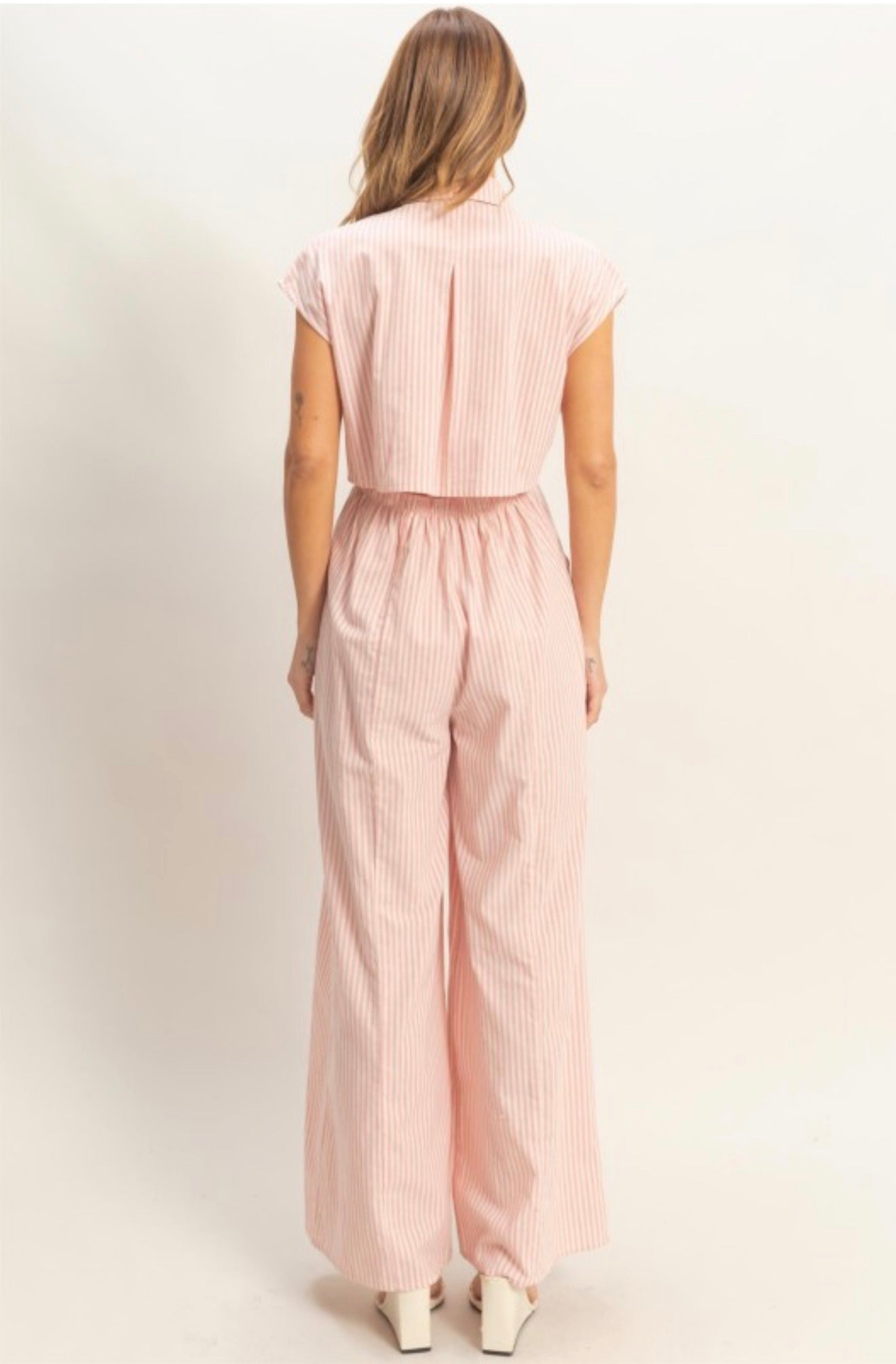 Pink Stripes Linen Jumpsuit