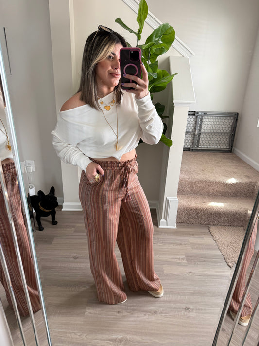 Clay Stripes Loose Pants