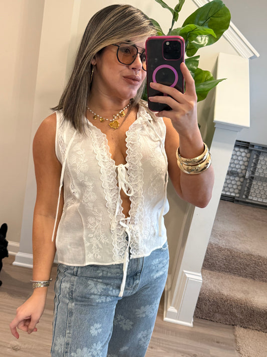 Lace Front Tie Top