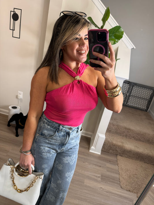 Fucsia Crossed Top
