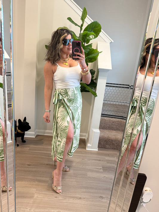 Green Leafs Wrap Skirt