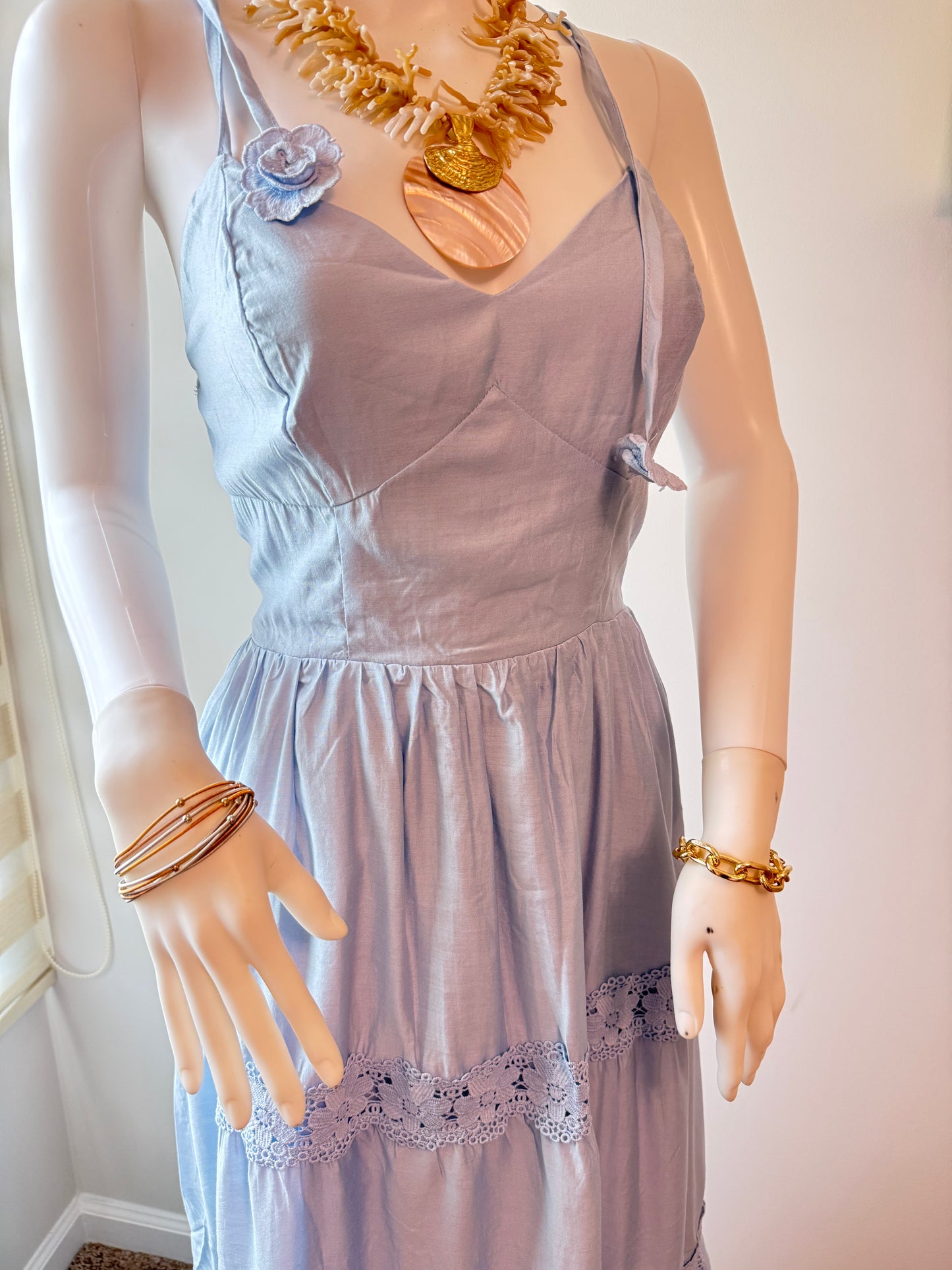 Light Blue 3D flower Maxi