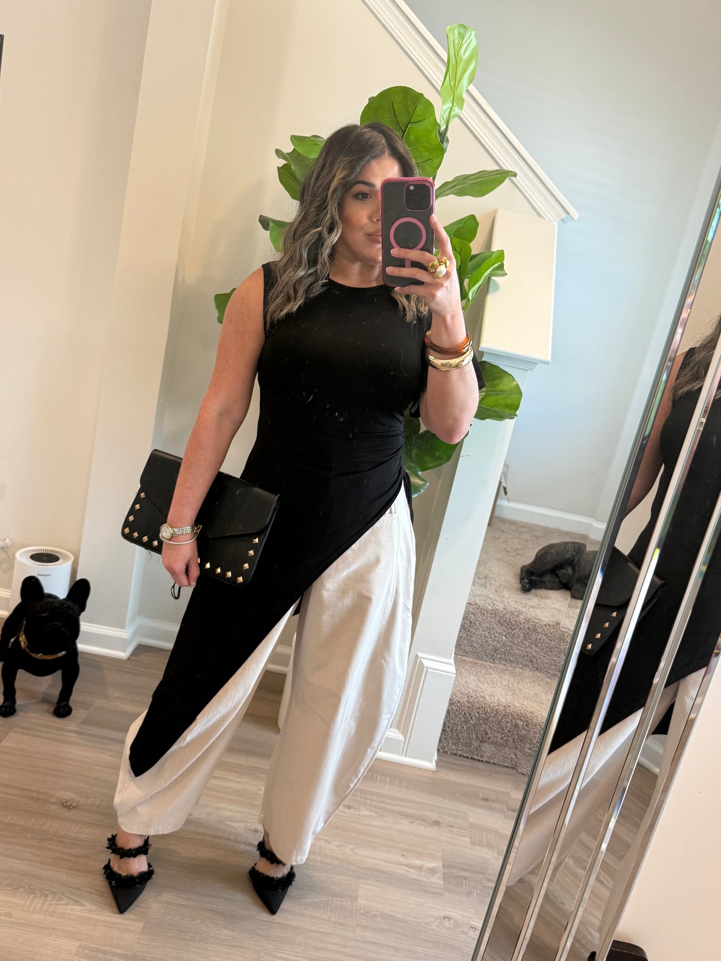 PRE ORDER Black Asymmetrical Tunic Top